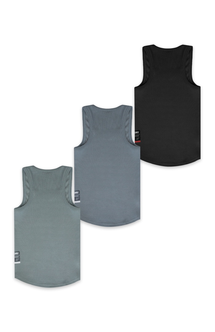 NT001 Ribbed Tank 3pk Coastal Tones