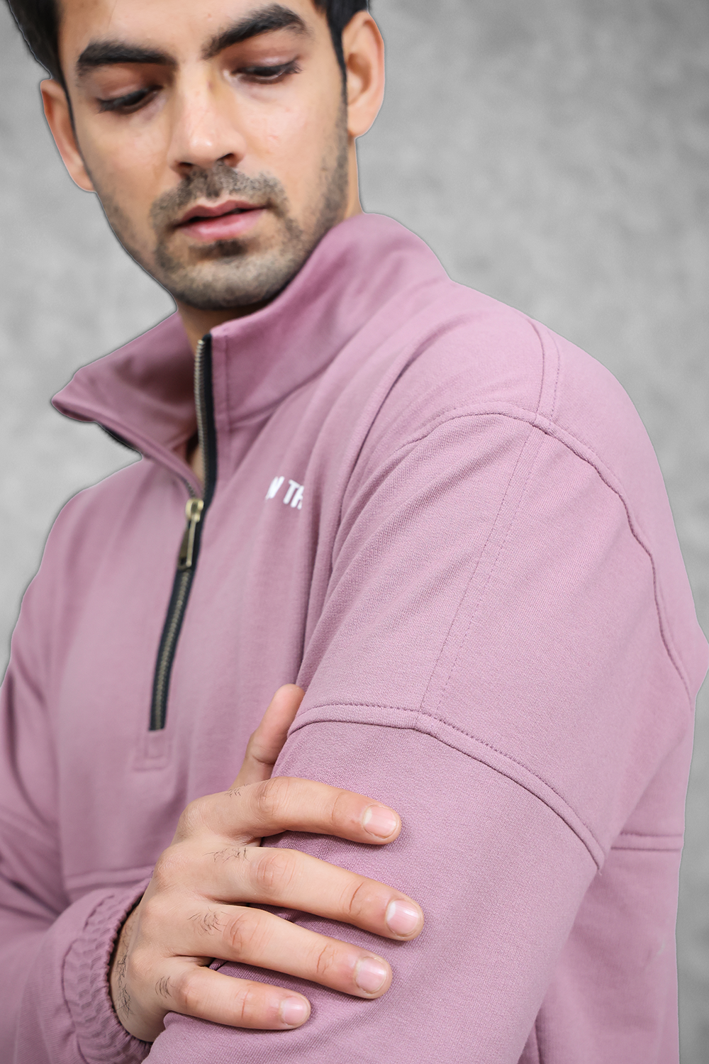 Studio Straight Fit Quarter Zip Jacket- Dark Lavender