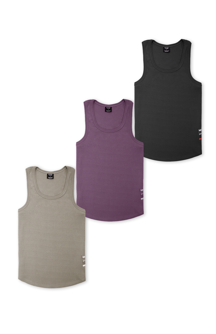 NT001 Ribbed Tank 3pk Earthy Luxe