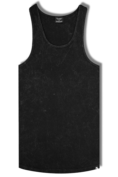 Washed Muscle-Up Ribbed Tank - Black