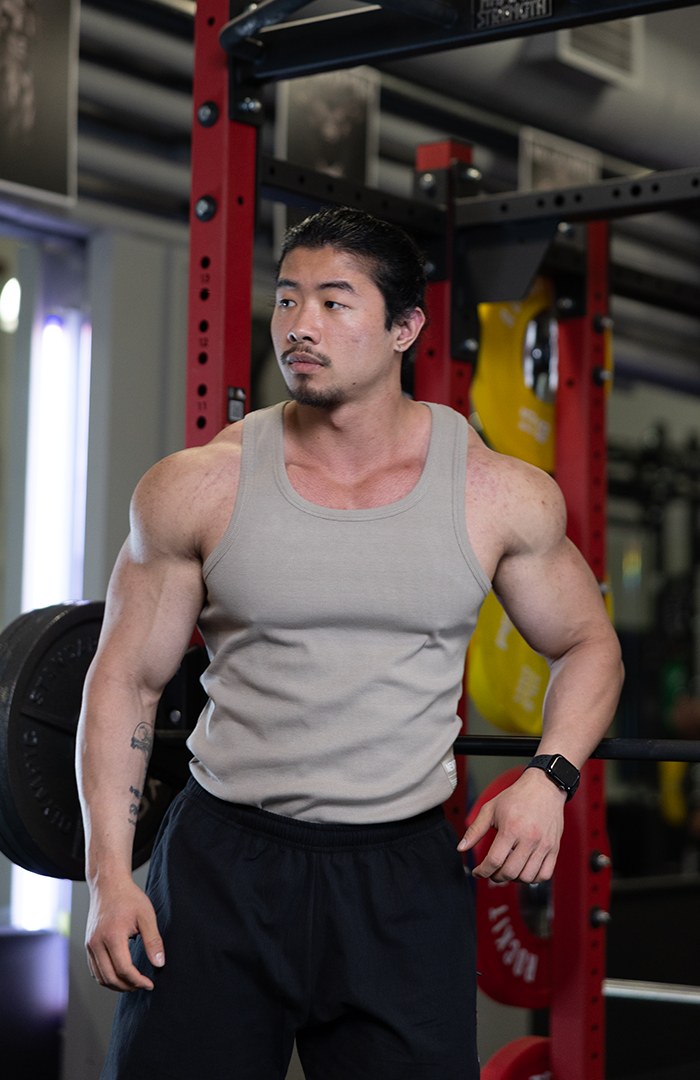 NT001 Ribbed Tank Beige