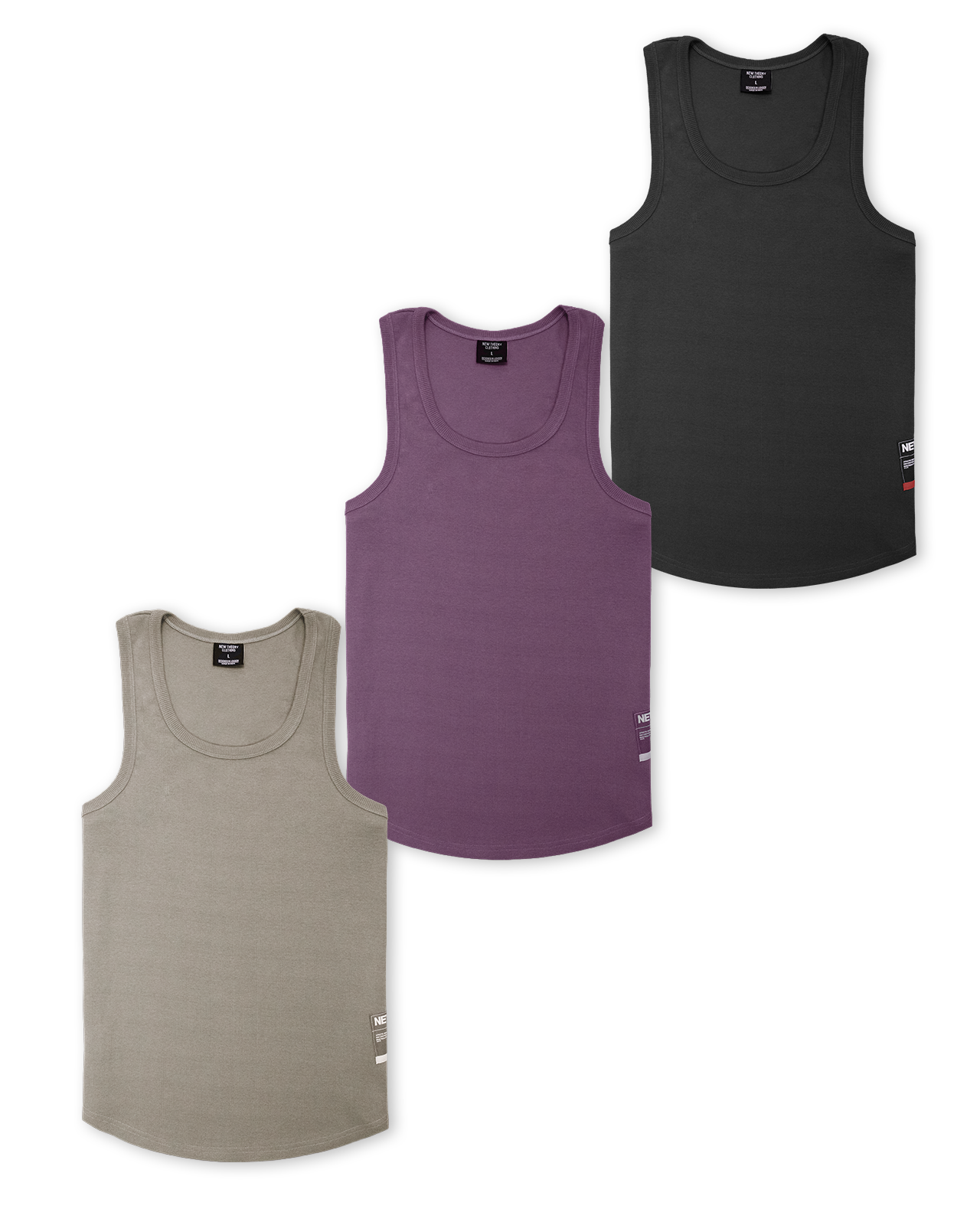 NT001 Ribbed Tank 3pk Earthy Luxe