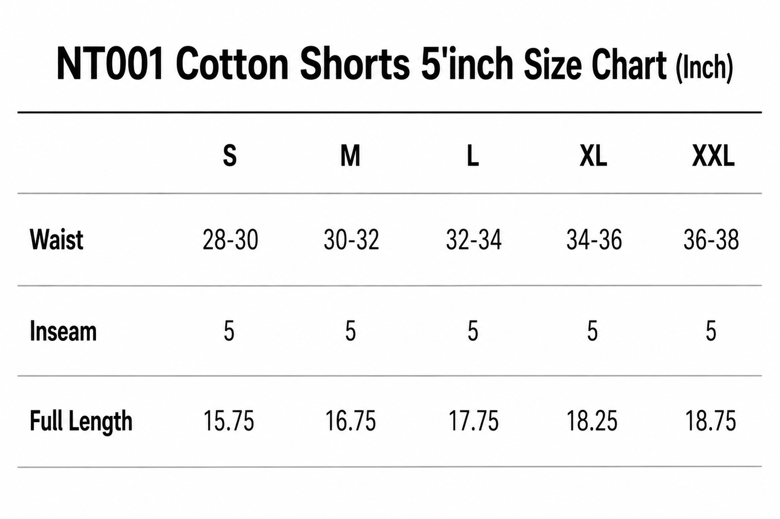 NT001 Shorts 5' inch Pack of 4