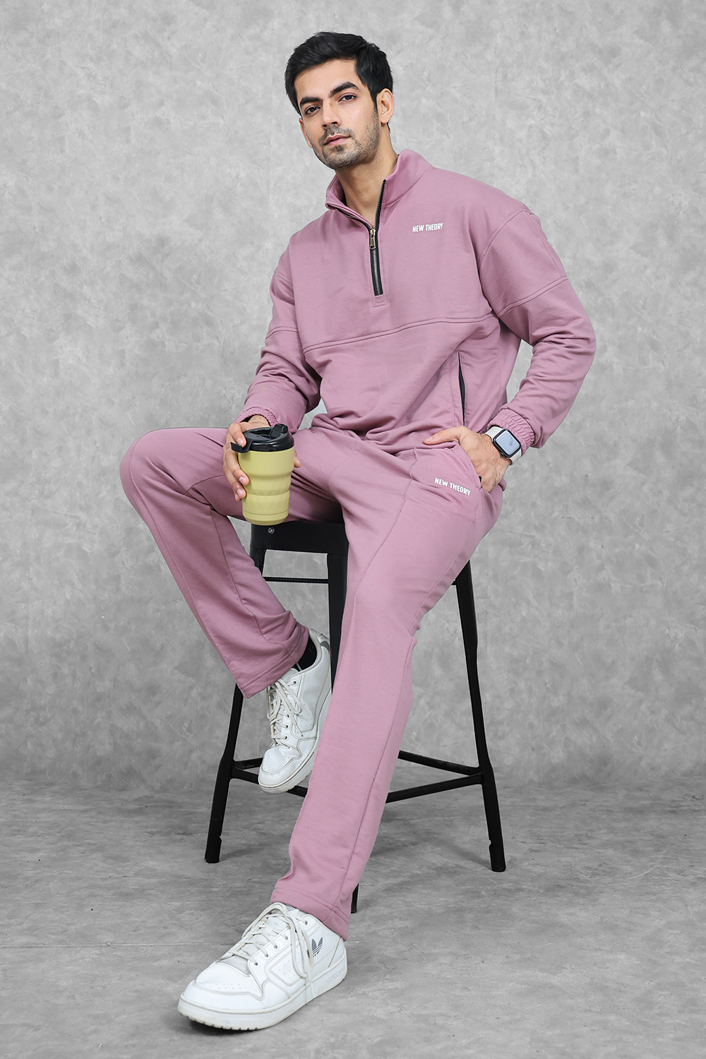 Studio Straight Fit Quarter Zip Jacket- Dark Lavender