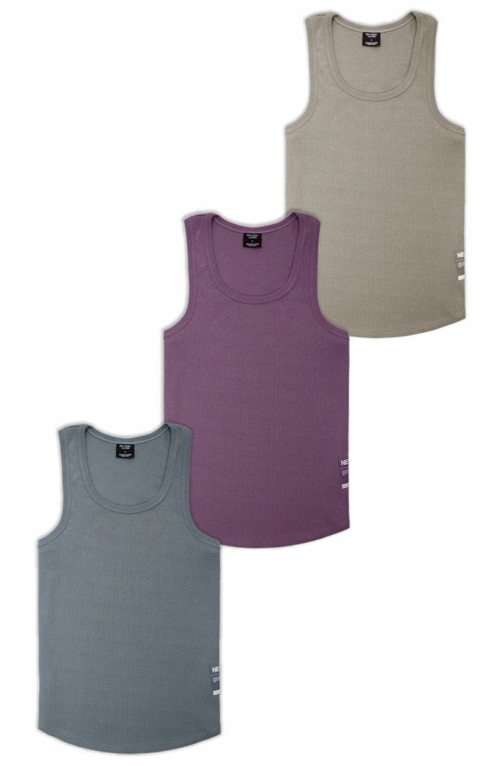 NT001 Ribbed Tank 3pk