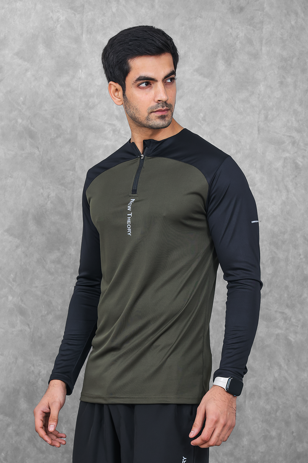 Active Two-Tone 1/4 zip - Olive/Black