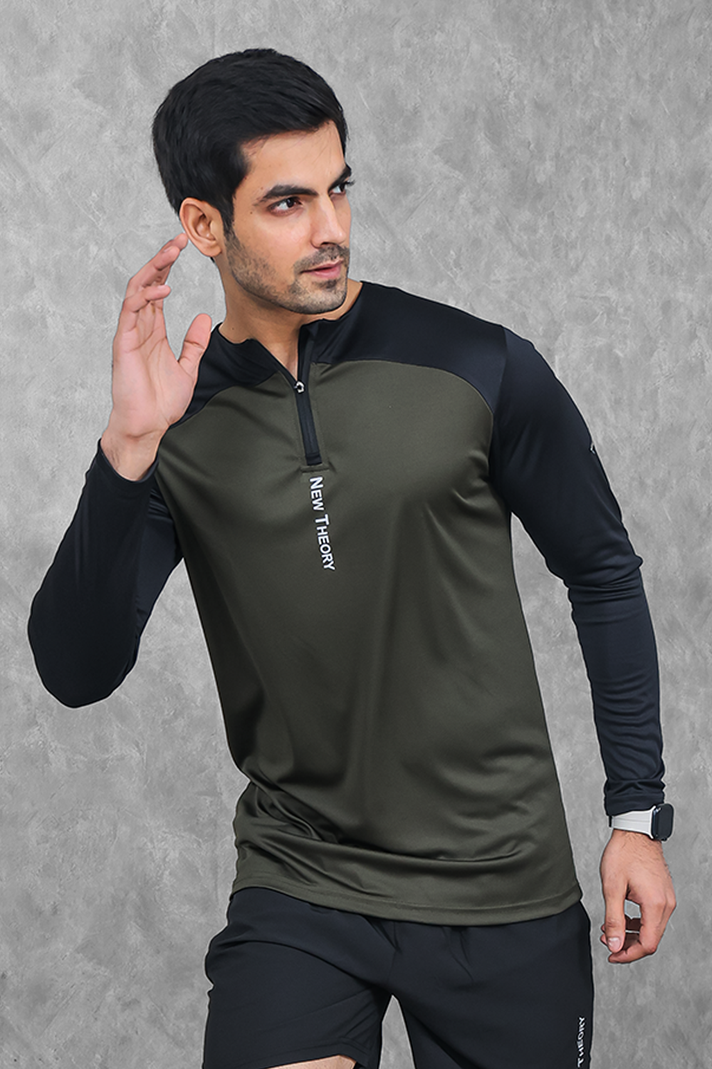 Active Two-Tone 1/4 zip - Olive/Black