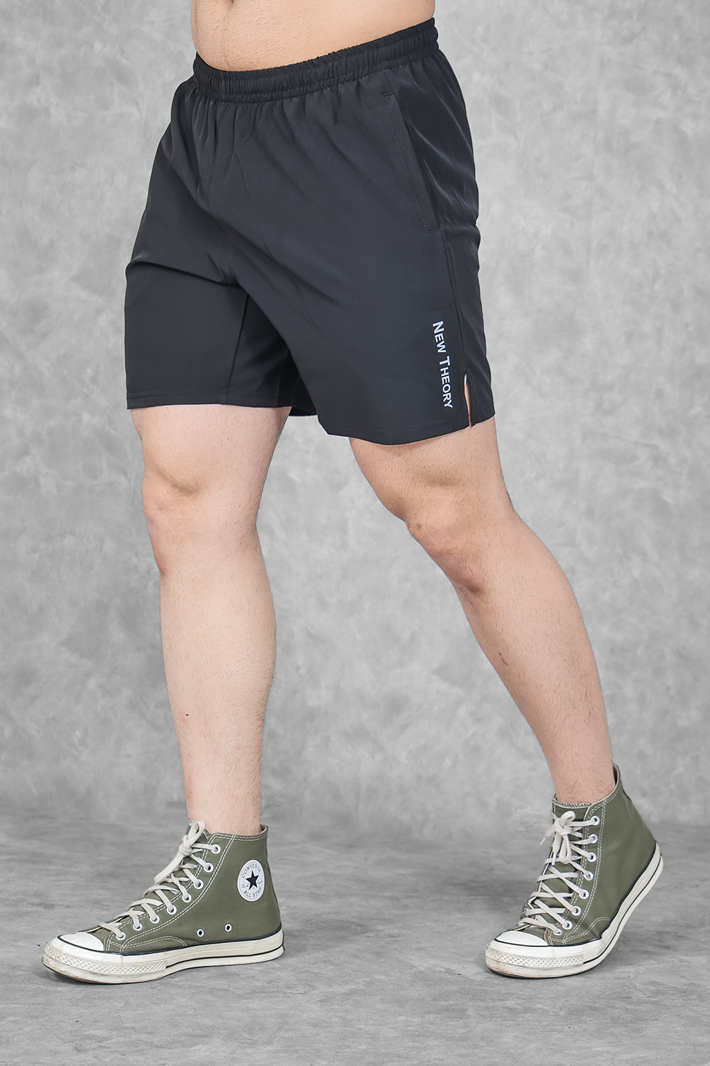 Active Two-Tone 1/4 zip & Shorts Set- Grey/Black & Black