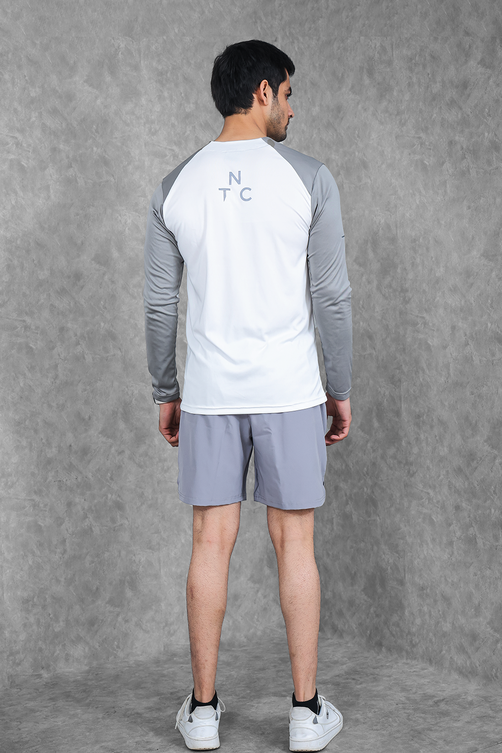 Active Two-Tone 1/4 zip & Shorts Set- White/Grey & Grey