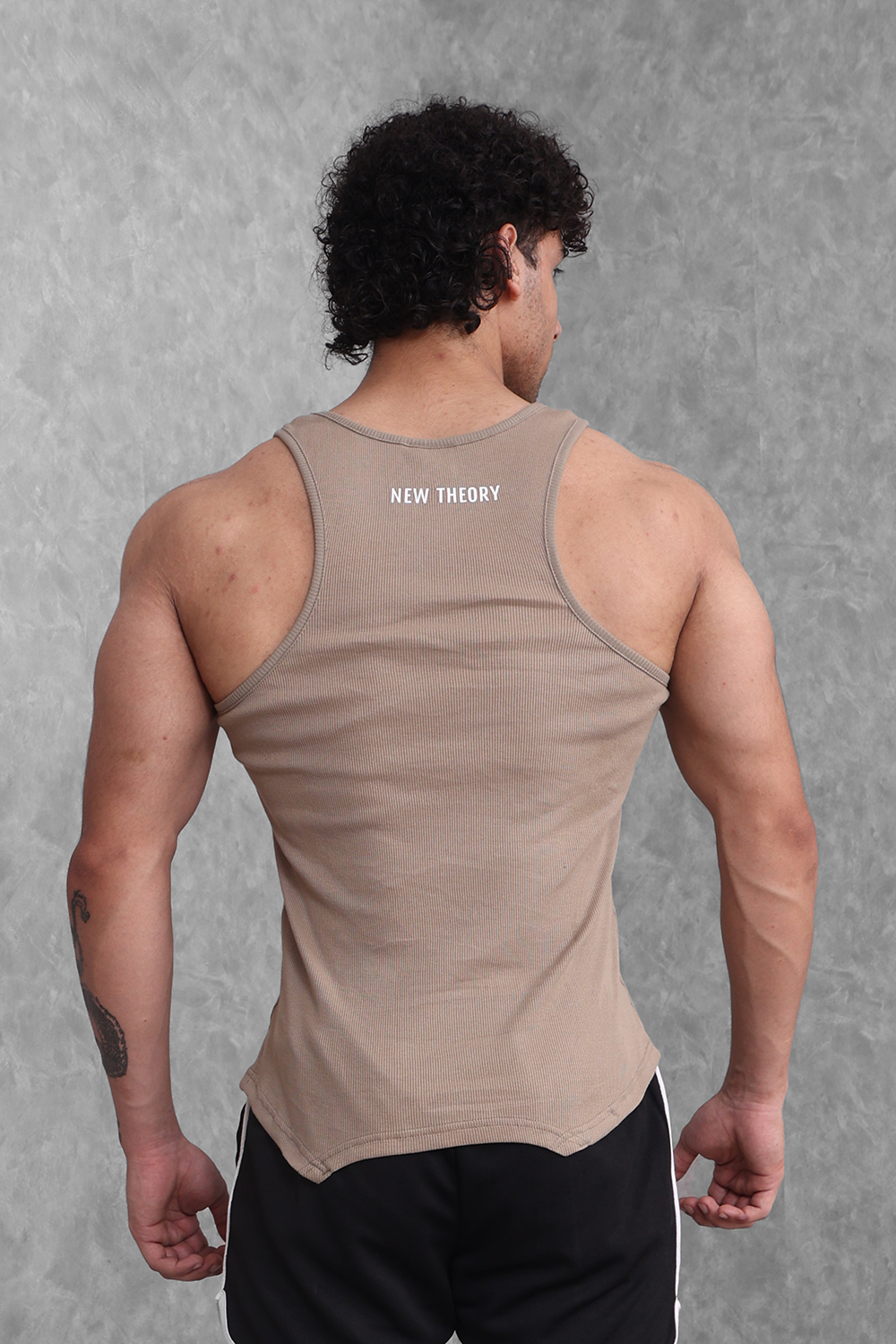 Muscle-Up Ribbed Tank - Beige