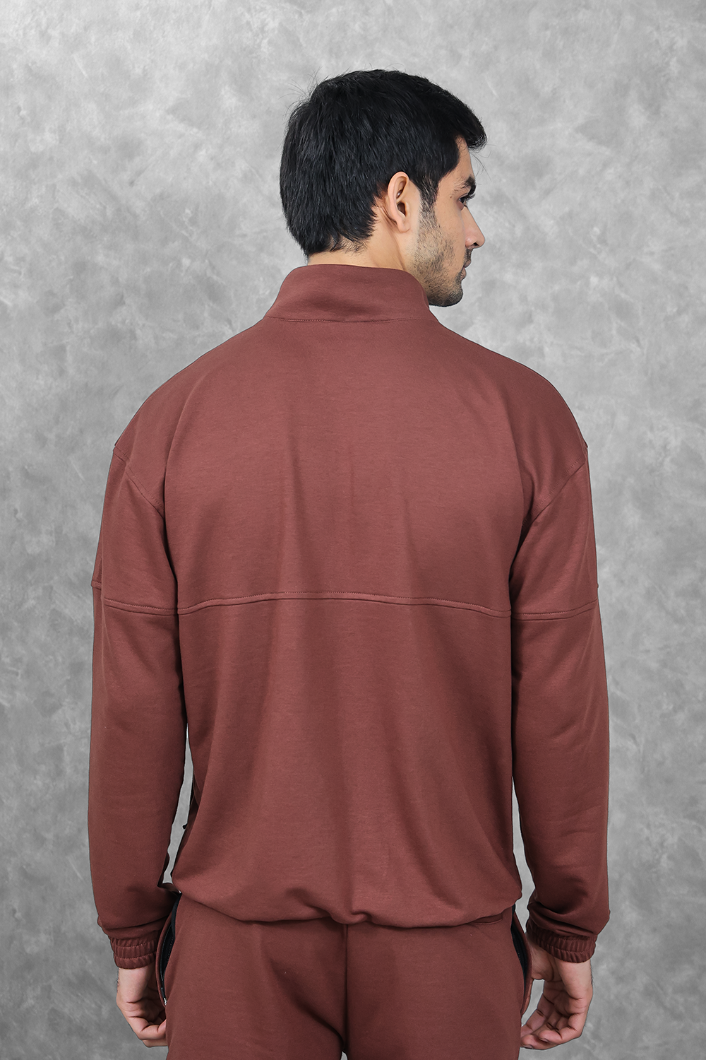 Studio Straight Fit Quarter Zip- Chocolate Brown