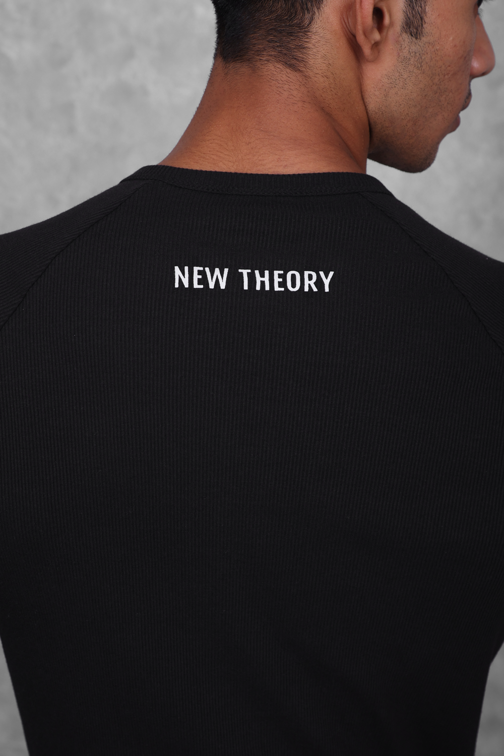 Muscle Up- Ribbed Henley T-shirts - Black