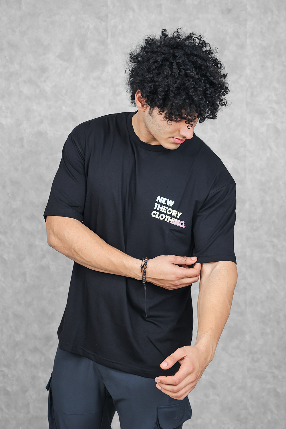 Rose Struck Oversize T-shirt- Black