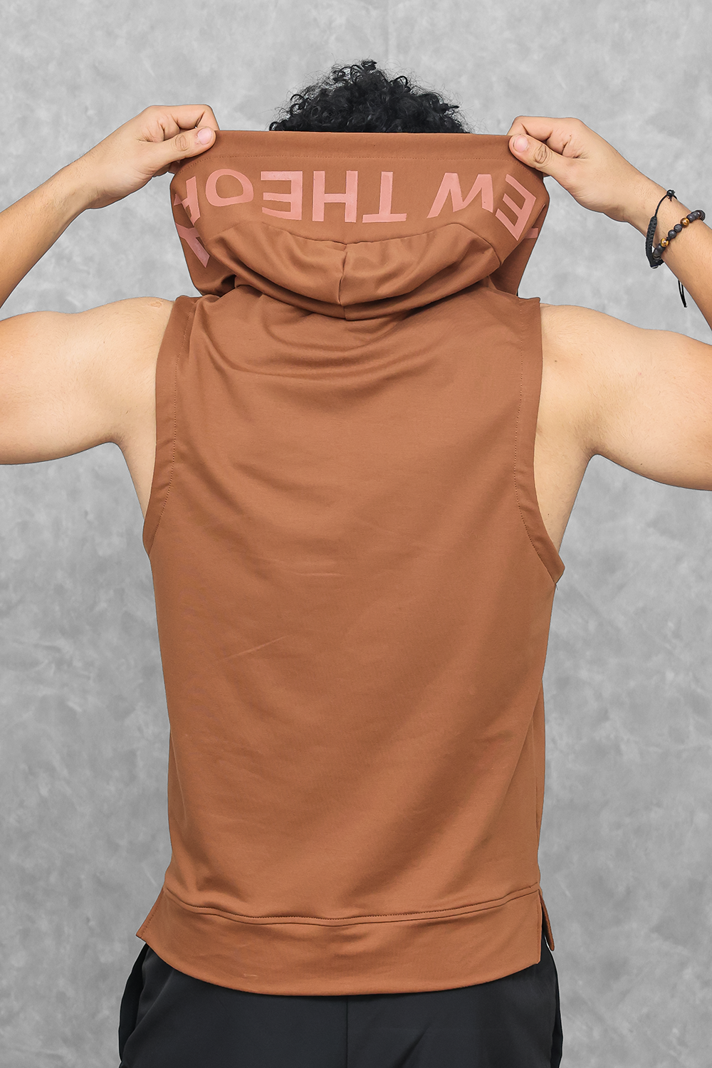 Athletic Training Sleeveless Hoodie- Truffle Brown