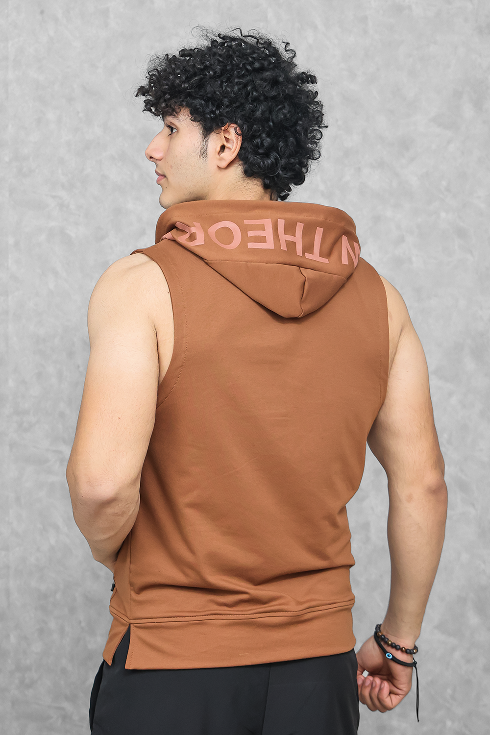 Athletic Training Sleeveless Hoodie- Truffle Brown