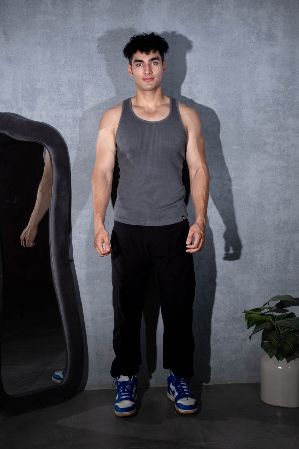 Carbon Straight Leg Pant - Black + Washed Muscle-Up Ribbed Tank Grey