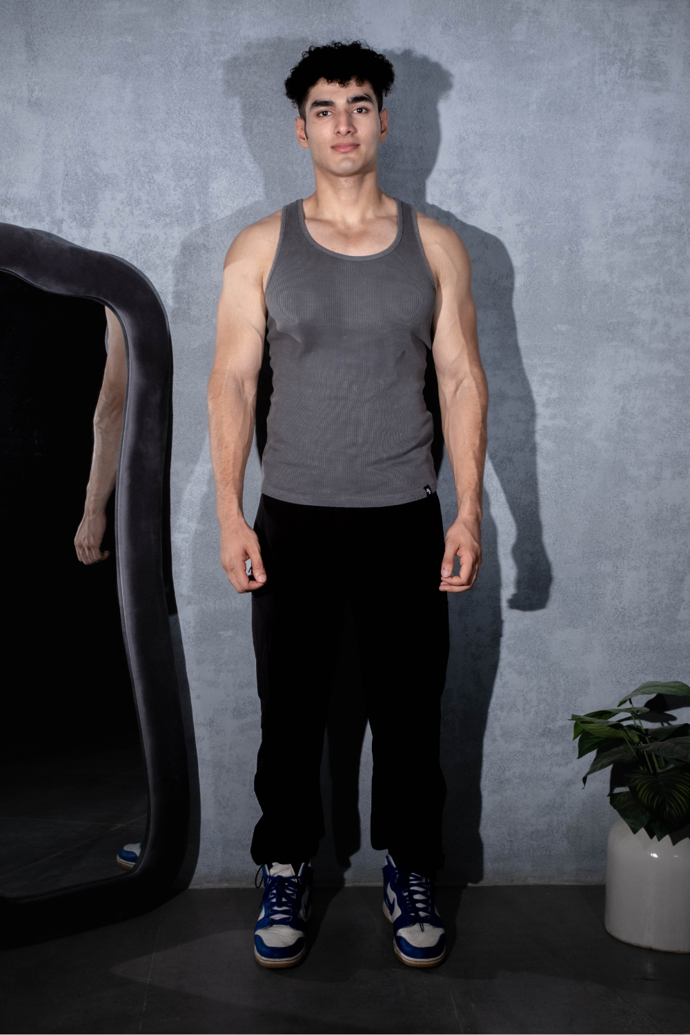 Carbon Straight Leg Pant - Black + Washed Muscle-Up Ribbed Tank Grey