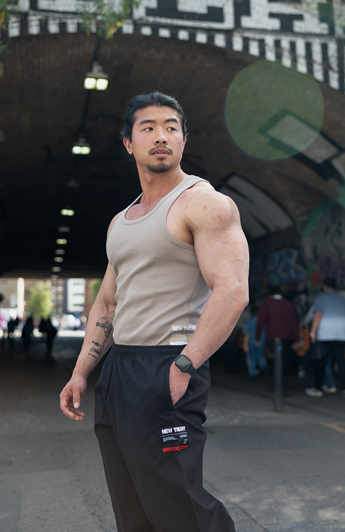 NT001 Ribbed Tank Beige