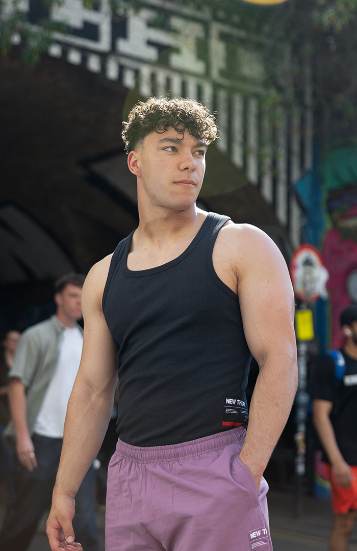 NT001 Ribbed Tank Black