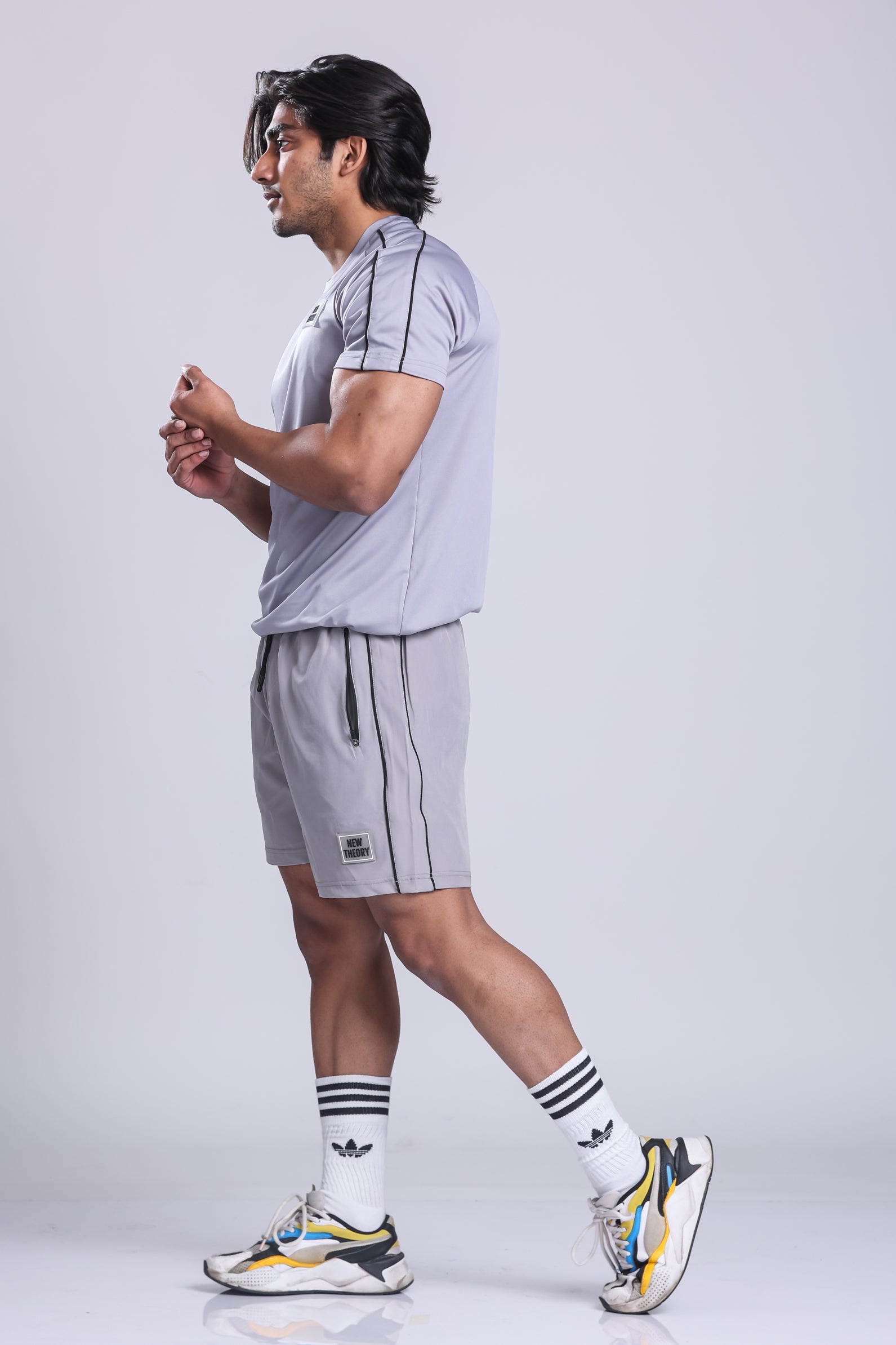 Essential Performance T-shirt & Shorts Set- Grey