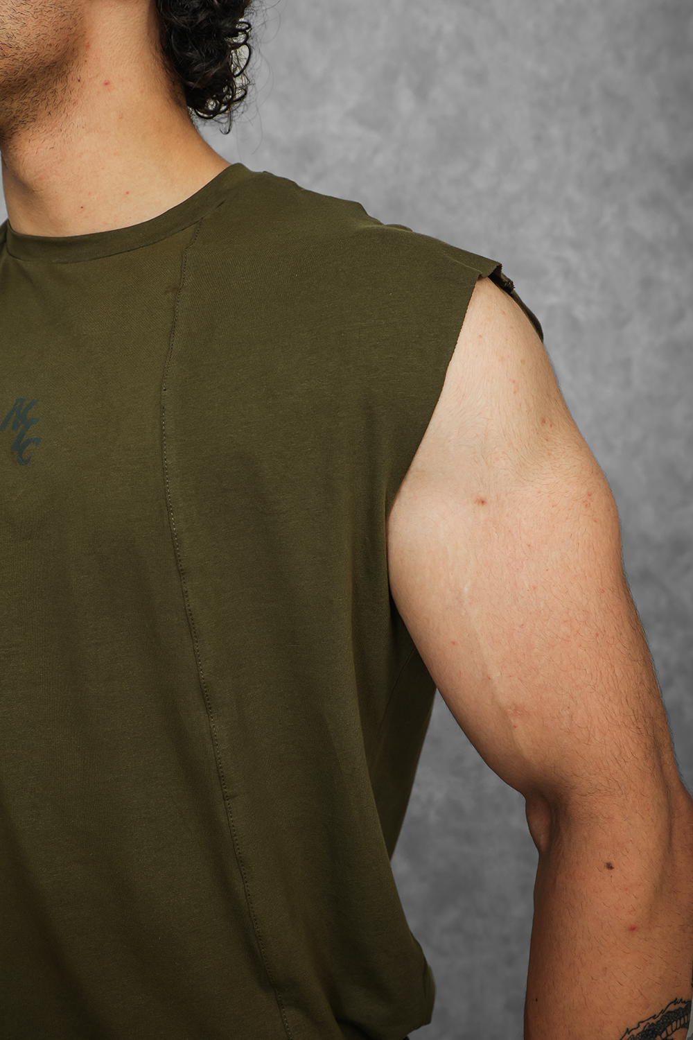 Legacy Cut Off Tank - Titanium Blue & Dark Olive