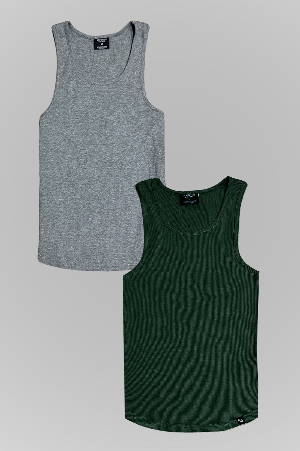 Muscle-Up Ribbed Tank - Grey & Green