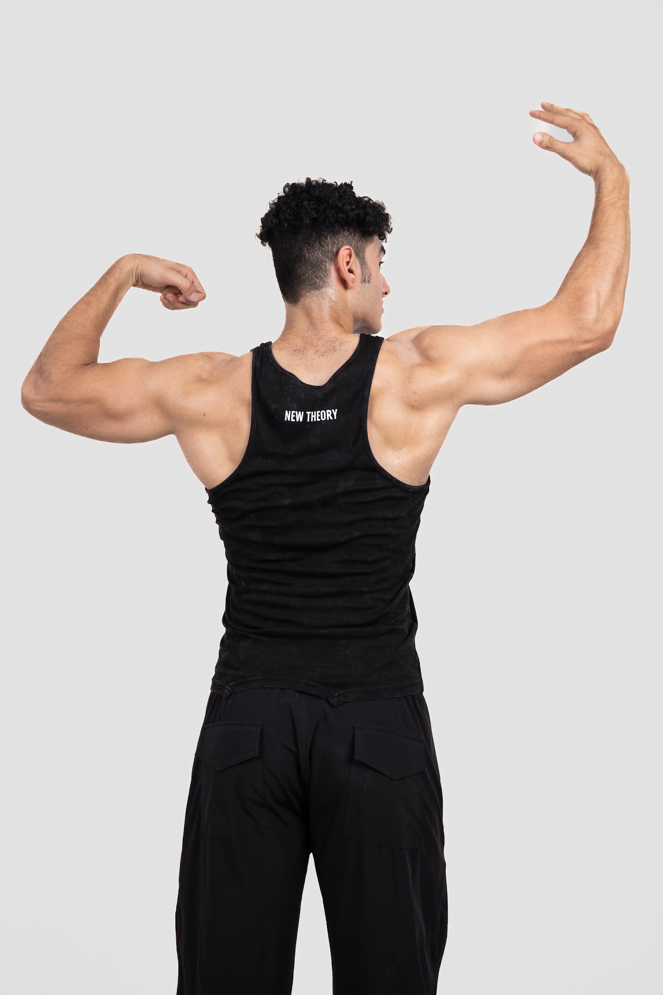 Washed Muscle-Up Ribbed Tank - Black
