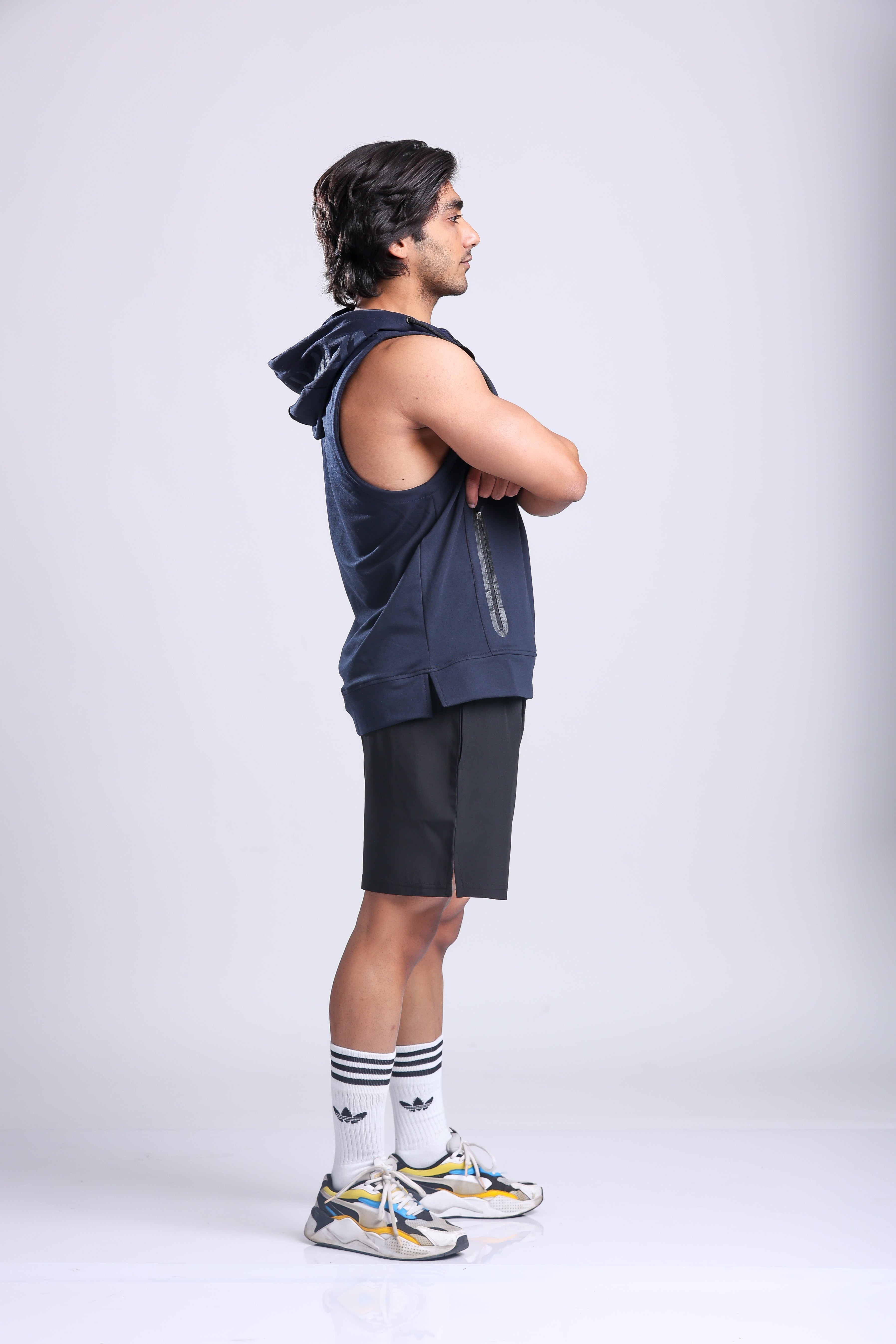 Athletic Training Sleeveless Hoodie- Navy