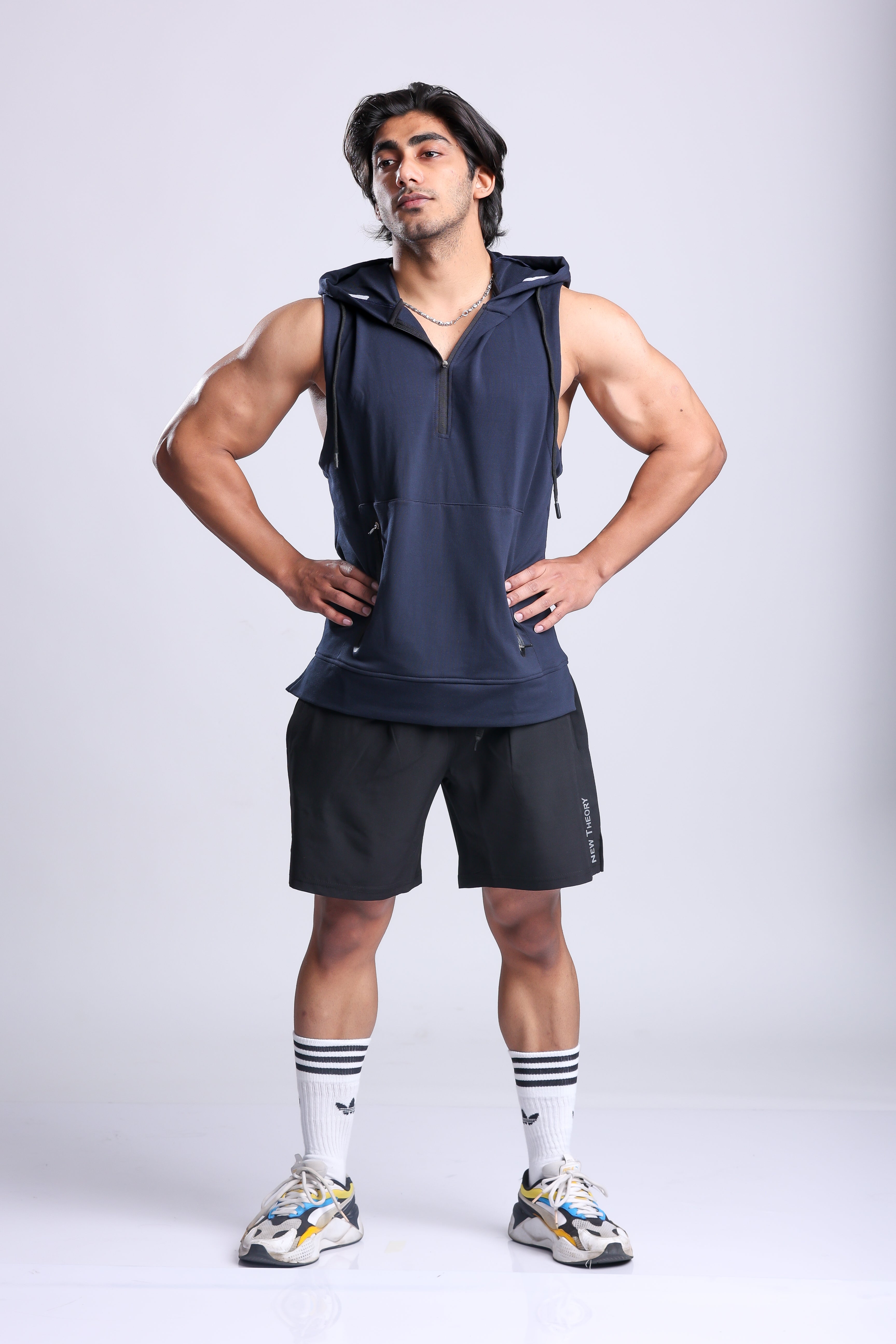 Athletic Training Sleeveless Hoodie- Navy