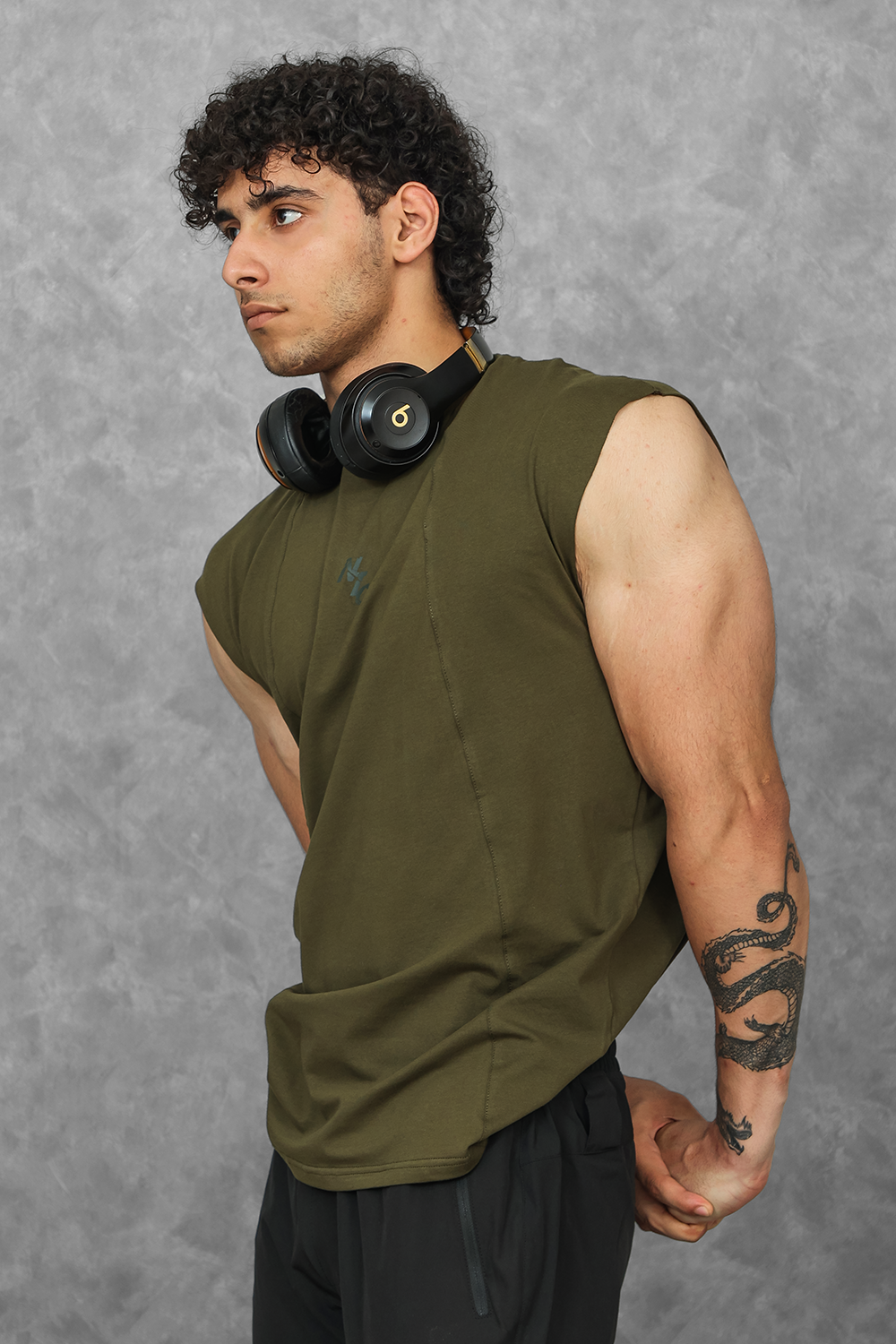 Legacy Cut Off Tank - Titanium Blue & Dark Olive