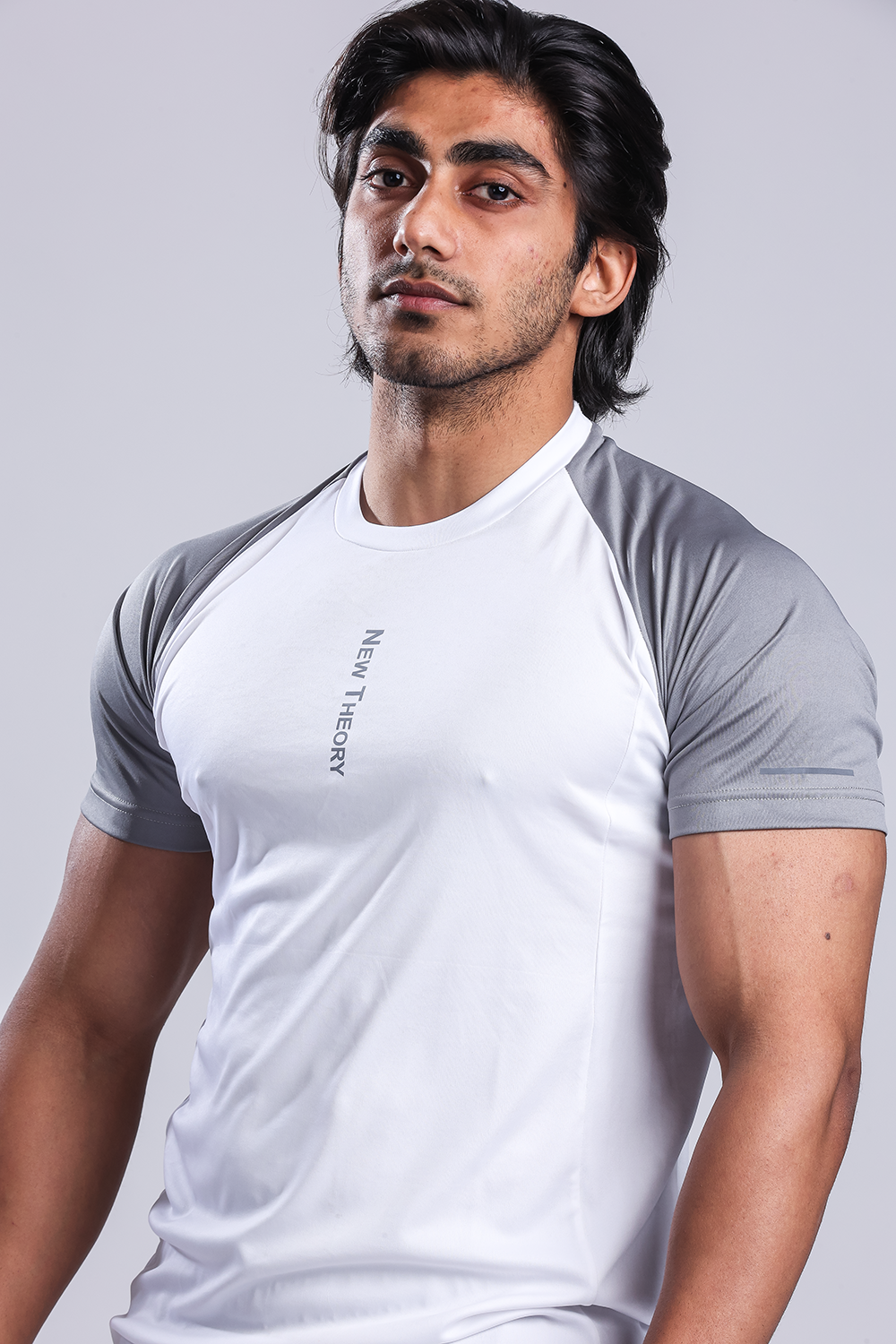 Active Two-tone T-shirt + Shorts set- White/Grey & Grey